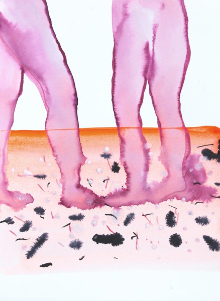 Feet touching, ink wash and watercolors on paper, 38,50x28 cm, 2022