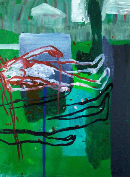 Le fil rouge, 2021, 40x30cm, l'huile sur toile