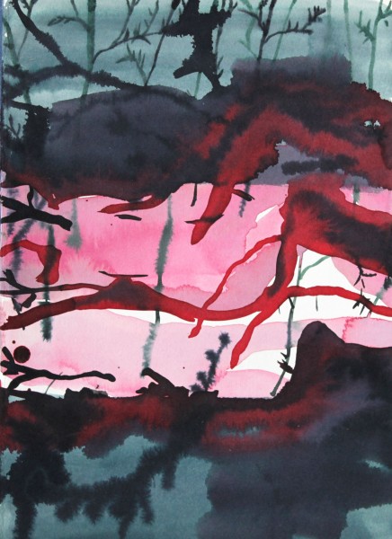 Couple lying on the grass, 2024, watercolor on paper, 30x22 cm
